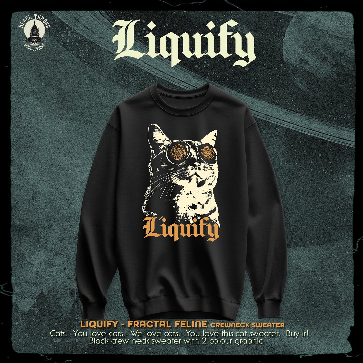 Liquify - Fractal Feline Crewneck